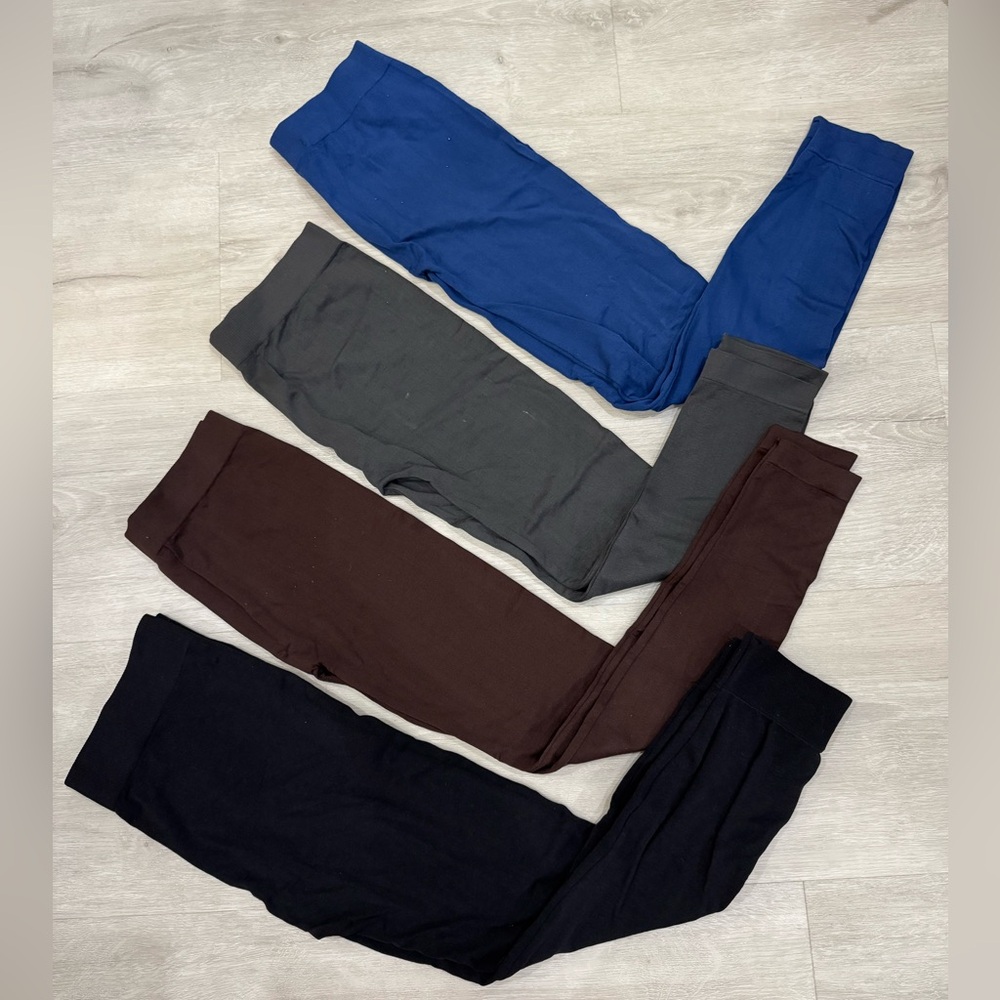 SOHO LADY 4 Seamless Leggings Bundle - Blue, Black, Gray. Brown - S/M